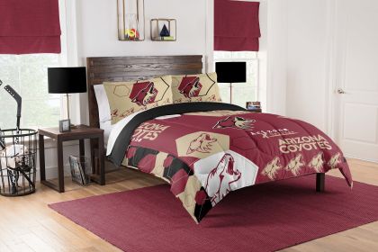 Coyotes OFFICIAL NHL "Hexagon" Full/Queen Comforter & Shams Set; 86" x 86"