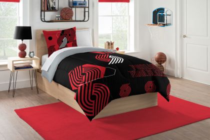 Trailblazers OFFICIAL NBA "Hexagon" Twin Comforter & Sham Set; 64" x 86"