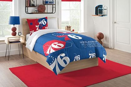 76ers OFFICIAL NBA "Hexagon" Twin Comforter & Sham Set; 64" x 86"