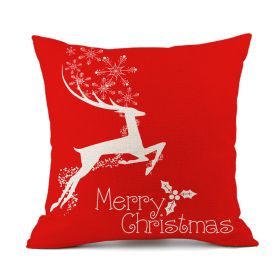 Christmas Elk Santa Claus Red Festive Printed Linen Cushion (Option: Style 12-45x45cm)