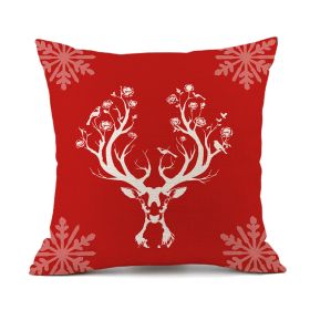 Christmas Elk Santa Claus Red Festive Printed Linen Cushion (Option: Style 4-45x45cm)