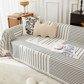 Striped Sofa Towel Anti-cat Scratch Protector Multi-function Blanket (Option: Simple semi colliculus-180x260cm)