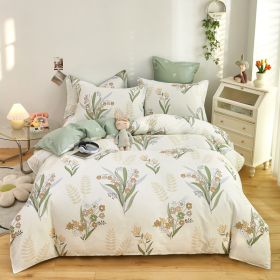 Cotton Single And Double Student Dormitory Three Piece Quilt Cover (Option: Lily of the valley language-Twin 4piece set180x220)