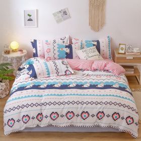 Washed Cotton Four-piece Bedding Set Autumn Single (Option: Love Cute-100cm)