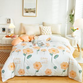 Cotton Duvet Cover One-piece Wholesale Pure Single Double Student Dormitory Bed Sheet Four-piece Set (Option: Flower Warm Kafuu-Single Quilt Cover 150 X200cm)