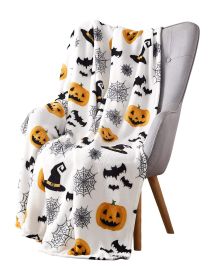 Halloween Pumpkin Bat Holiday Printing Flannel Blanket (Option: No 2-100x150cm)