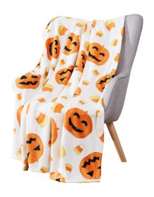 Halloween Pumpkin Bat Holiday Printing Flannel Blanket (Option: No 1-150x200cm)